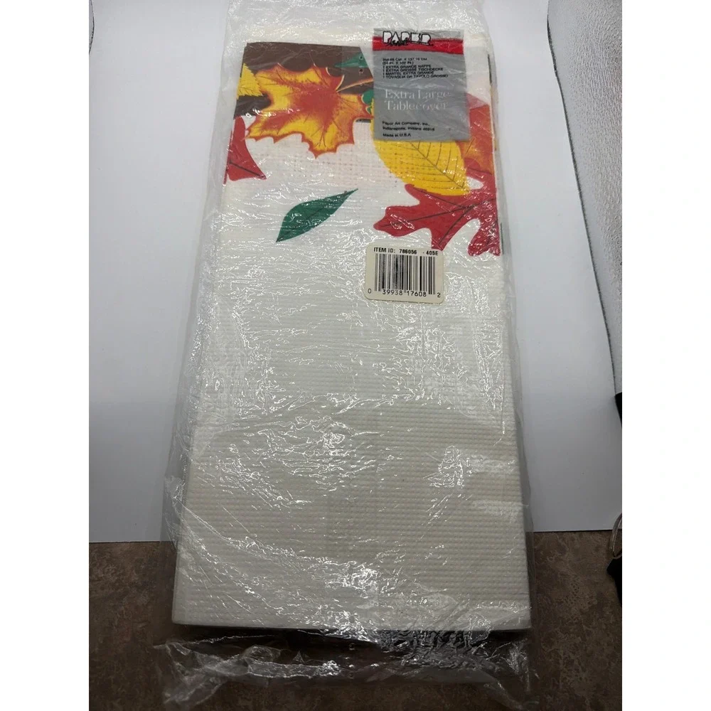 Paper Art Fall Leaves Tablecloth Extra Large 54x102 Thanksgiving Autumn Decor